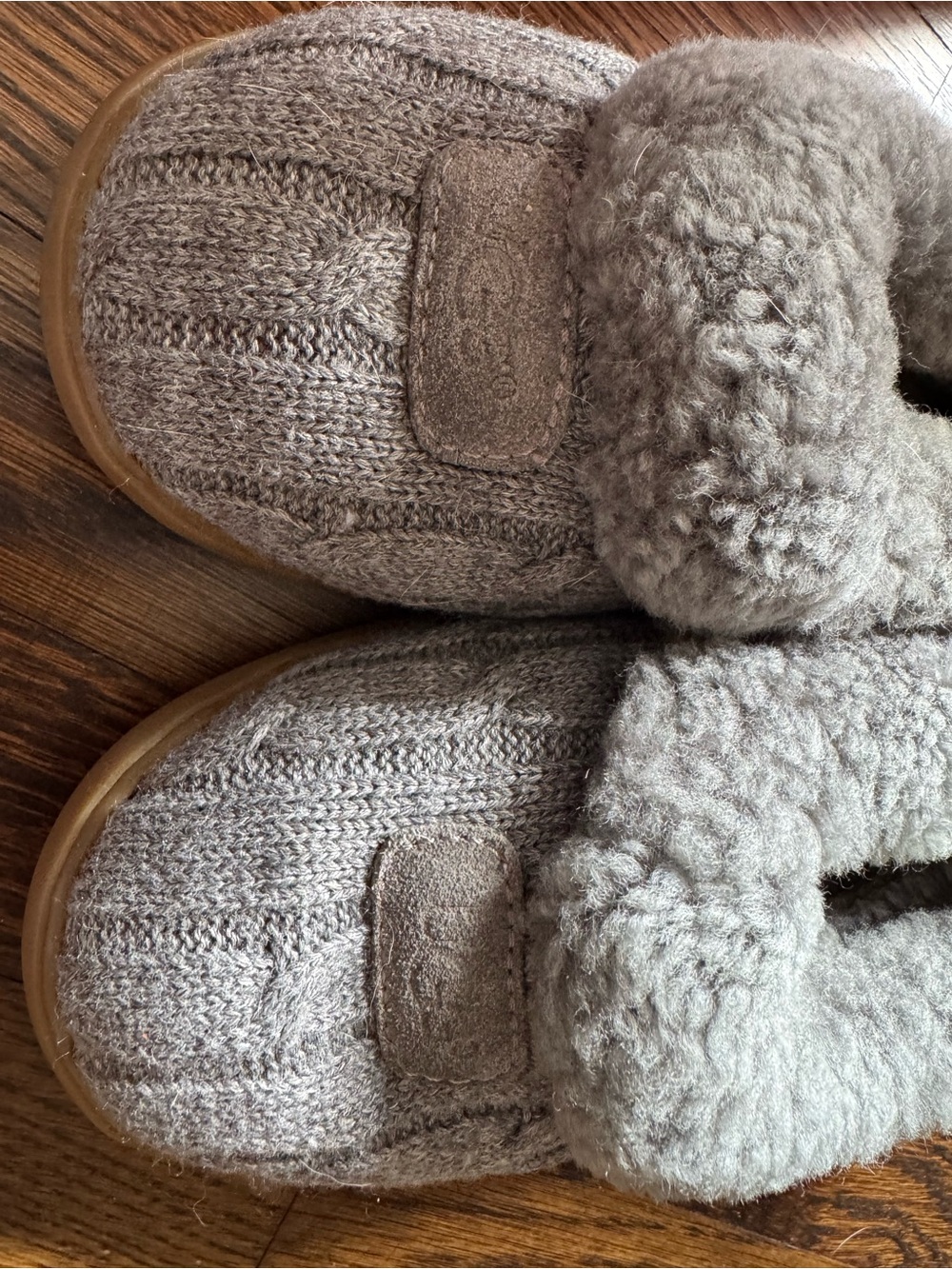 UGG Knit Cozy Gray Fleece-Lined Slipper Flats